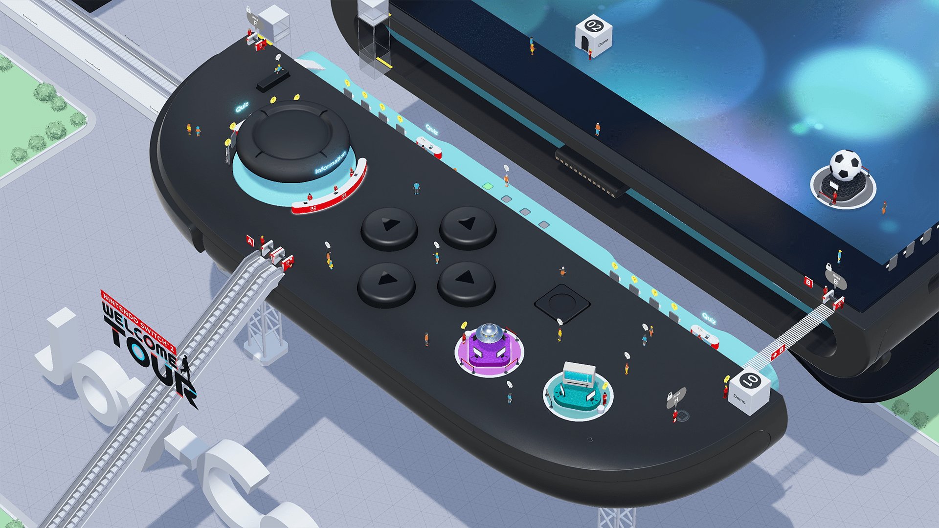 Overhead view of the interactive museum's entrance area